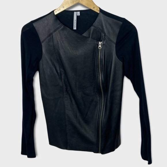 Revolve Michael Stars 100% Leather‎ Lea Moto Asymmetric Zip Jacket Size XS Boho - Picture 8 of 14